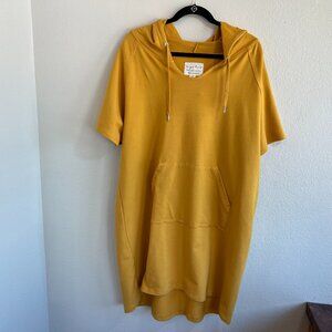 Evy's Tree The Juniper Mustard Yellow Sweatshirt Hoodie Dress, SZ 2X